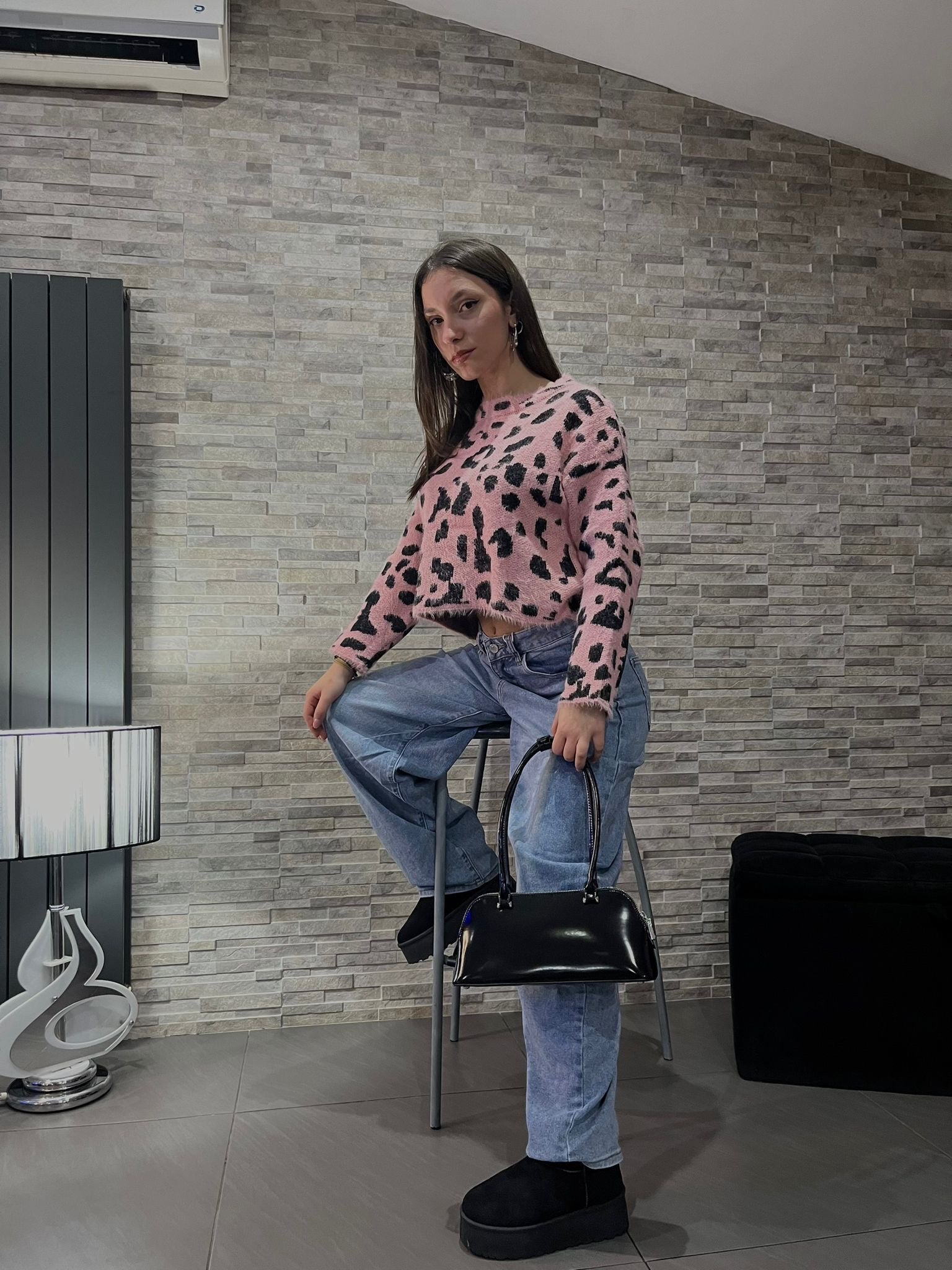 MIVAMA Pullover “Sky Leopard Crop”